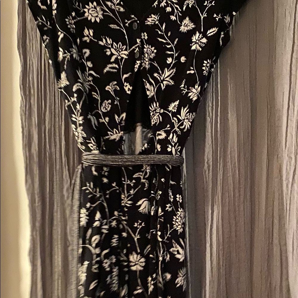 Loft dress- buttons/open back. Black/picks up hints of navy. Great condition.